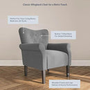 BELLEZE Modern Accent Chair, High Back Armchair, Upholstered Wingback Side Chair, Padded Single Sofa with Wooden Legs for Living Room, Bedroom - Gray by CozyNest Decor