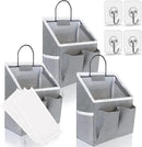 3pcs Small Wall Hanging Organizer Bag, Linen Fabric Door Hanging Storage Basket with Pockets, Waterproof Bin for Kitchen, Bedroom, Office, RV Camper (Gray) by CozyNest Decor