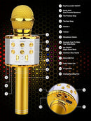 BlueFire 4 in 1 Karaoke Wireless Microphone with LED Lights, Portable Microphone for Kids, Great Gifts Toys for Kids, Girls, Boys and Adults (Gold) by TinyTreasures Baby Boutique