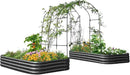 KING BIRD Raised Garden Bed with Arched Trellis Galvanized Planter Garden Box Outdoor for Gardening, Climbing Vegetables, Flowers 7.87x3.94x0.98 Ft 2PCS, Dark Grey by GreenHaven Gardens