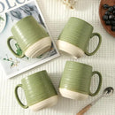 Large Ceramic Coffee Mugs Set - 15 OZ Porcelain Coffee Latte Cups Set of 4 with Handle Perfect for Cappuccino, Tea, Mocha, Hot or Cold Drinks, Unique Glaze Design for Home, Cafe and Coffee Bar, Green by CozyNest Decor