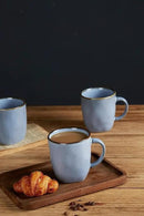 famiware Coffee Mugs Set of 4, Ocean Square 13oz Coffee Cup Set with Handle for Cocoa, Milk, Hot Chocolate, Tea, Water, Stoneware Cups for Kitchen, Microwave and Dishwasher Safe, Blue by CozyNest Decor