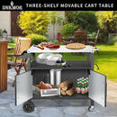 Dining Cart Table with Big Storage Cabinet, Movable Outdoor BBQ Grill Table Pizza Oven Stand, Kitchen Cart Island Multifunctional Food Prep for Inside and Outside by CozyNest Decor