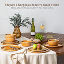 GBHOME Ceramic Dinnerware Sets for 4, 12 Pieces Stoneware Plates and Bowls Sets, Scratch Resistant Dishes, Dishwasher & Microwave Safe, Reactive Glaze-Amber by CozyNest Decor