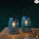 Set of 2 Solar Lantern Outdoor Waterproof Hanging Metal Birdcage Shaped Lantern Decorative Solar Light for Garden Yard Patio Porch, Blue by GreenHaven Gardens