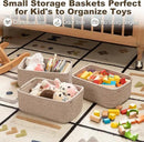 3 Pack Small Storage Baskets for Organizing, Cute Woven Decorative Gift Baskets for Shelves, Mini Closet Organizer Bins with Handles-13''Lx8.66''Wx5.11''H-Brown by CozyNest Decor