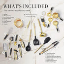 Black and Gold Kitchen Utensils Set - 23-Piece Luxury Kitchen Accessories Includes Gold Measuring Cups, Spoons, Silicone Cooking Utensils and Tools for Baking, Cooking, and Stylish Kitchen Decor by CozyNest Decor