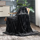 Cozy Bliss Checkered Large Faux Rabbit Fur Black Twin Bed Blanket, Soft Fuzzy Fluffy Minky Furry Plush Blankets for Couch, Bed, Adults (60 * 80 Inches Black) by CozyNest Decor