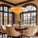 30" Modern Dining Room Chandeliers, 13-Light Amber Crystal Chandeliers, Dimmable Blown Glass Chandelier for Living Room, Round Glod Large Chandelier for High Ceiling, Bedroom, Entryway, Staircase by CozyNest Decor