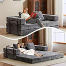 Convertible Sleeper Sofa Bed, Compression Folding Sofa with Pillow, No Assembly Required, Shape Frame, Floor Sofas Lounge Couch for Living Room, Bedroom, Small Spaces(Chenille, 77''W, Dark Grey) by CozyNest Decor