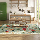 5x7 Washable Rug for Living Room, Green Floral Area Rug, Non Slip Low Pile Soft Flower Carpet, Large Rugs for Bedroom, Dining Room, Office, Kids Playroom, Nursery, Sage Green by TinyTreasures Baby Boutique