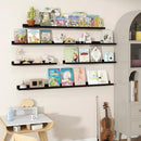 Fun Memories Picture Ledge Shelves Set of 2, 24 Inch Rustic Wall Mounted Floating Shelves with Lip for Home Storage and Décor in Bathroom, Kitchen, Nursery, Bedroom, Living Room, Black by CozyNest Decor