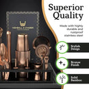 Highball & Chaser Bartender Kit with Black Bamboo Stand Beautiful Cocktail Shaker Set and Bar Tools Stainless Steel Boston Shaker Bartender Kit with Stand (Antique Copper) by CozyNest Decor