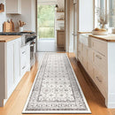 jinchan Hallway Runner Rug 2x8 - Machine Washable Beige Vintage Floral Distressed Design Soft Non-Slip Low-Pile Ultra-Thin Runner Rug for Kitchen Laundry Room Bedroom Farmhouse (2‘x8',Beige) by TinyTreasures Baby Boutique