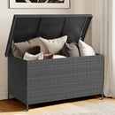 158 Gallon XL Deck Box with Lid, All Weather Wicker Outdoor Storage Box Waterproof, Large Outdoor Patio Storage Bin for Cushions, Garden Tools, Gears, Pool Accessories, Black by GreenHaven Gardens