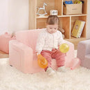 2-in-1 Toddler Chair Sherpa Couch - Soft Kids Lounger for Bedroom, Convertible Sofa for Girls and Boys, Reading Chair, Pink by CozyNest Decor