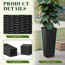 JUMMICO Set of 2 Resin Rattan Tall Planters for Outdoor Plants, Large Tapered Planters with Drainage Holes&Inner Trays, Flower Pots for Garden, Patio, Porch, Backyard (Black, 24'') by CozyNest Decor