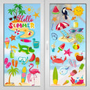 9 Sheets Summer Window Clings, Double Sided Summer Window Clings for Glass Windows, Hello Beach Decals, Sun Watermelon Pattern Stickers for Home Office Accessories Decorations by CozyNest Decor