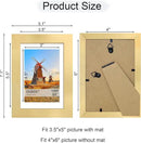4x6 Picture Frame Set of 4, 4 x 6 Wood Photo Frames with Mat for 3.5x5, Wooden Frame with Real Glass Cover for Wall and Tabletop Display,Gold by CozyNest Decor