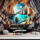 BSFHH Nature Tapestry Forest Tree Sea Cave Wall Hanging, Stream Through Rainforest Landscape Wall Art Tapestry for Bedroom Living room (Cave Sea View, 90"×70", Unframed) by CozyNest Decor