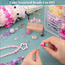 Assorted 180-240PCS Acrylic Beads for Bracelet Making,Flower Bow Butterfly Candy GummyBear Kawaii Aesthetic Bracelet Charms, Cute Beads for Jewelry Making Necklace Keychain Phone Charms DIY by TinyTreasures Baby Boutique