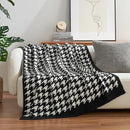 Snuggle Sac Houndstooth Throw Blanket for Couch, Reversible Super Soft Warm Blankets Cozy Knit Fuzzy Plush Lightweight Throws for Sofa, Bed, Camping, Black,50x60 inches by TinyTreasures Baby Boutique