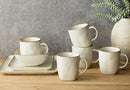 famiware Coffee Mugs Set of 4, Ocean Square 13oz Coffee Cup Set with Handle for Cocoa, Milk, Hot Chocolate, Tea, Water, Stoneware Cups for Kitchen, Microwave and Dishwasher Safe, Vanilla White by CozyNest Decor