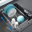 MAJALiS Expandable in Sink Dish Drying Rack - Adjustable Capacity (11.3''-17''L) Stainless Steel Over Sink Dish Drainers Rack for Kitchen Sink with Utensil Holder, Silver by CozyNest Decor