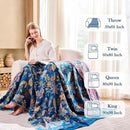 Fall Throw Blanket for Couch, Blue Boho Decorative Throw Blanket, 100% Cotton Muslin Breathable Woven Farmhouse Blankets Quilt, 60"x80" Reversible Lightweight Blankets Bohemian Throw Quilt by CozyNest Decor