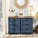 Night Stand Set of 2, Farmhouse 18" End Table with 3 Drawer Metal Handle, Dresser for Bedroom, Sofa Bed Side Table Chest of Drawers,Wood Nightstand Cabinet for Organizer, Living Room-Blue by CozyNest Decor