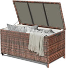 HOMREST Large Deck Box, Outdoor Wicker Storage Container with 70 Gallon, Patio Rattan Furniture for Garden Tools, Pillows, Pool, Brown by CozyNest Decor