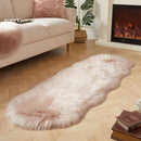 AMTOVO Faux Sheepskin Rug, Pink Ultra Soft Fluffy Shag Area Rug, 2 x 6 ft Faux Fur Rug for Bedroom Sofa Throw Cushion Room Decor, Sheepskin by CozyNest Decor