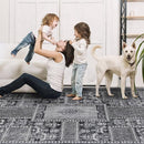 9x12 Area Rug Living Room Rugs, Stain Resistant Washable Rug, Vintage Large Non-Slip Backing, Low Pile Lightweight Print Rug for Bedroom Dinning Room Home Office (Grey) by TinyTreasures Baby Boutique