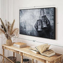 ElephantStock Boxing Gloves Wall Art - Horizontal Framed Canvas - 1-Piece Living Room Wall Decor - Photography Sports Canvas Print - Black and Gray Decor for Wall - 43" X 29" by CozyNest Decor
