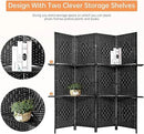 PayLessHere Room Divider Room Screen Divider Wooden Screen Folding Portable Partition Screen Wood with Removable Storage Shelves (Black, 4 Panel) by CozyNest Decor