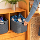 OIAHOMY 4 Pack Storage Baskets for Organizing, Cube Storage Bins for Shelves, Rectangle Storage Baskets With Handles, Woven Baskets for Storage, 12.7''Lx9''Wx7.8''H, Blue by TinyTreasures Baby Boutique