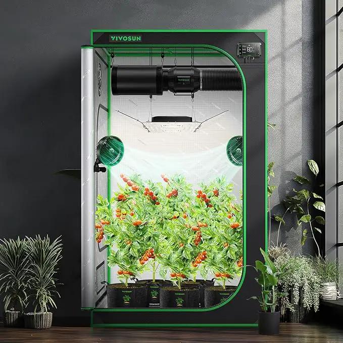 VIVOSUN S448 4x4 Grow Tent, 48"x48"x80" High Reflective Mylar with Observation Window and Floor Tray for Hydroponics Indoor Plant for VS4000/VSF4300, photo 8 of 8