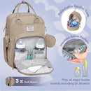 RUVALINO Diaper Bag Backpack-Multifunction Baby Travel Bag with Changing pad, Insulated Bottle Holders & Pacifier Case, Large Capacity, Waterproof, Clay by TinyTreasures Baby Boutique
