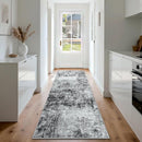 Runner Rug for Hallways Kitchen 2'6"x8' Washable, Non Slip Carpet 8ft Area Rugs Entryway Rubber Backed 8 Feet Neutral Abstract Modern Low Pile Indoor Black Grey by TinyTreasures Baby Boutique