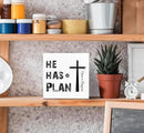 SRADMO He Has a Plan Jesus Wood Box Sign Desk Decor, Bible Verse Decor, Christian Theme Wooden Block Box Sign Decoration for Home Office Shelf Table Decors by CozyNest Decor