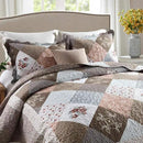 NEWLAKE Quilt Bedspread Sets-Checkered Floral Reversible Coverlet Set,Queen Size by CozyNest Decor