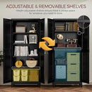 75" Kitchen Pantry Cabinet, Black Metal Storage Cabinets with 2 Doors and 4 Adjustable Shelves, Tall Pantry Storage Cabinet for Kitchen, Dining Room, Living Room by CozyNest Decor
