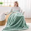 NEWCOSPLAY Faux Fur Queen Blanket Sage Green Bubble Blanket Thick Warm Soft for Couch Sofa Bed 550GSM (New Sage Green, Queen(90"x90")) by CozyNest Decor