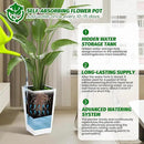 16" Tall Planters Set of 2, Outdoor＆Indoor Black Planter Pots, High Front Porch Planter Pots with Drainage Holes＆Water Level Monitor＆Inner Bucket, Automatic Watering,White by GreenHaven Gardens