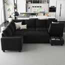 Belffin Modular Sectional Sleeper Sofa with Pull Out Bed U Shaped Sectional Sofa Couch with Storage Ottoman Velvet Covertible 7-Seater Sofa for Living Room Black by CozyNest Decor