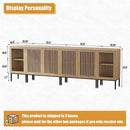 Farmhouse TV Stand for TVs up to 100 Inch, Entertainment Center TV Console with Storage Cabinets and Glass Doors,Media Console for Living Room,Oak by CozyNest Decor