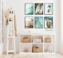 EVPYXFUT Set of 6 Tropical Beach Canvas Wall Art Surf Poster Summer Ocean Coastal Pictures Turtle Print Palm Tree Surfboard Gallery Paintings Nautical Bus Wall Decor for Bedroom Bathroom Unframed by CozyNest Decor