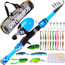 PROBEROS Kids Fishing Pole - Portable Telescopic Fishing Rod and Reel Combo Kit - Spincast Fishing Reel Casting Rods with Lures Lines Tackle Box and Bag for Boys Girls Youth Fishing by TinyTreasures Baby Boutique