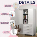 Pantry Kitchen Cabinet with Drawer, 75" Tall Pantry Storage Cabinet, Metal Storage Cabinets with Doors and Shelves, Large Freestanding Cupboard for Dining Room, Assembly Required, White