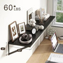 Floating Shelves 48 Inch Long, 10" Deep Floating Shelves, Black Wall Shelves 48 x 10, Set of 2, Wide Large Display Storage Shelves for Bathroom, Living Room, Rustic Wood Shelves with Brackets by CozyNest Decor